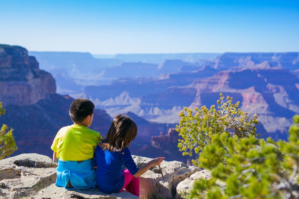 children hiking