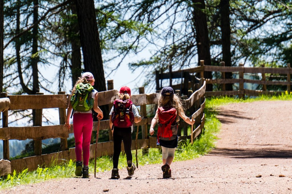 children hiking