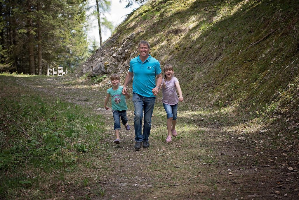 hiking with family